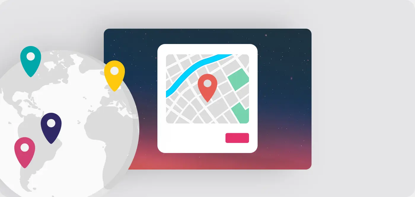 Beispiel einer Umfrage mit einem Schritt in dem auf einer Karte ein Ort gewählt werden kann.