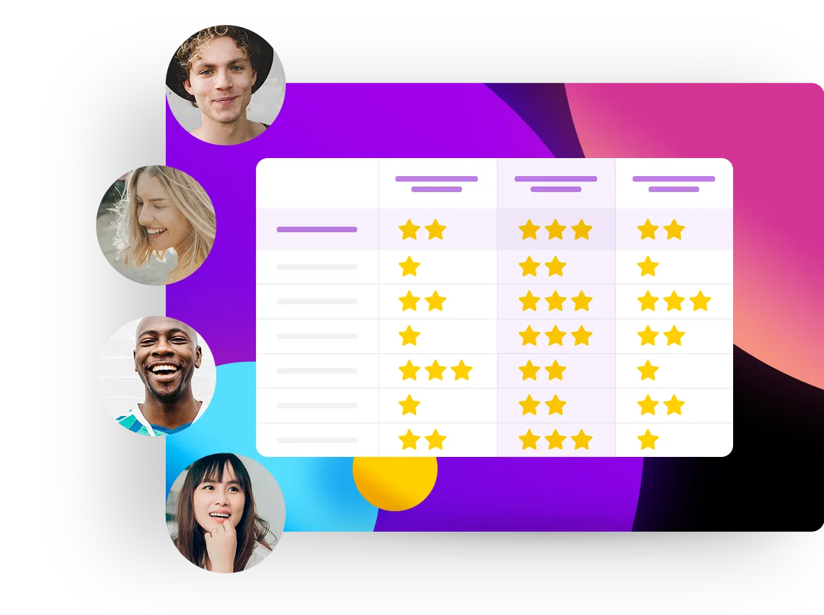 Avaliar ideias online com estrelas